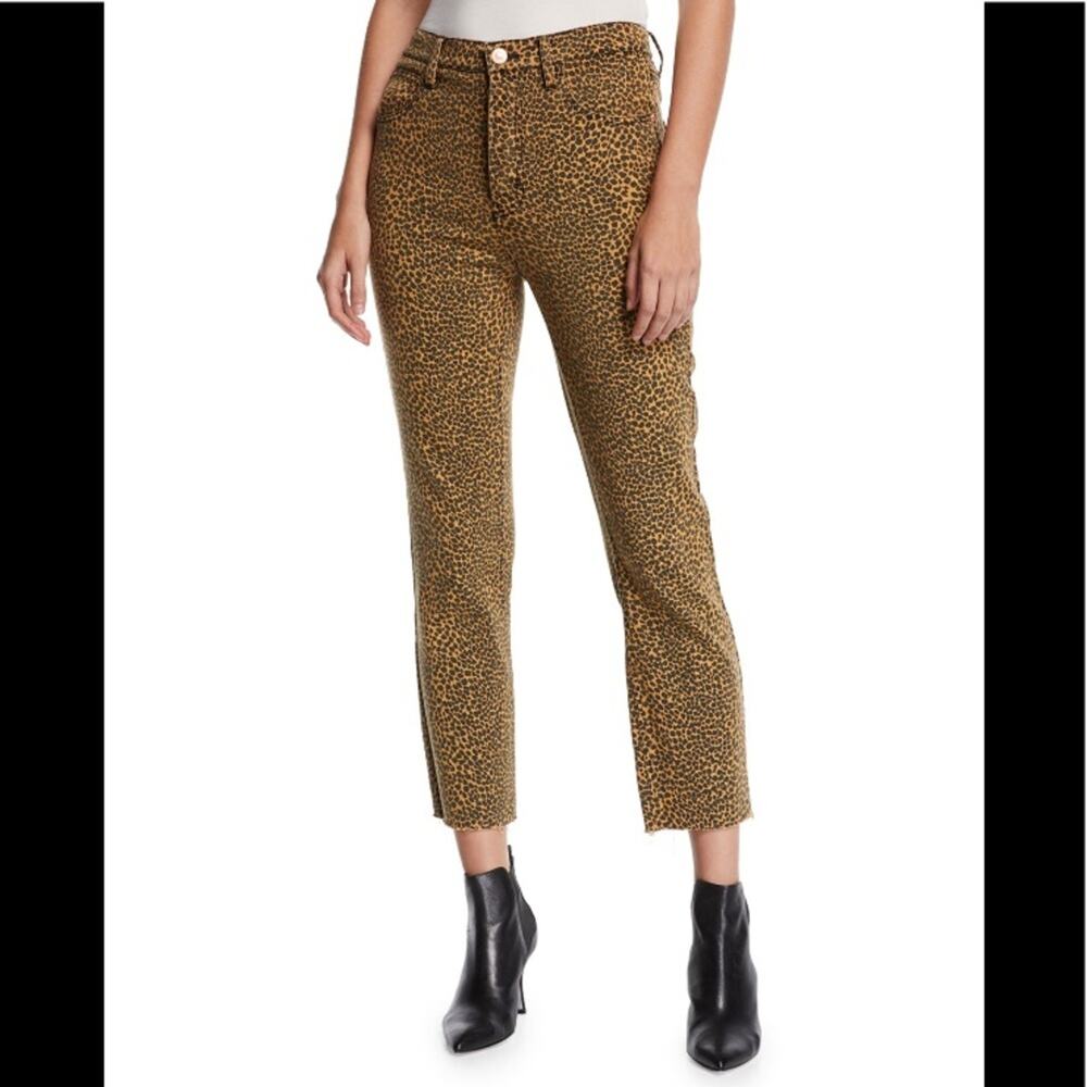 Current Elliot Crop Straight Leg Jeans Leopard